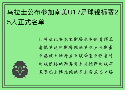 乌拉圭公布参加南美U17足球锦标赛25人正式名单